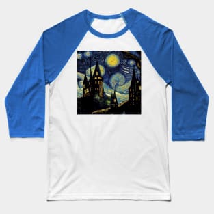 Starry Night Wizarding School Van Gogh Baseball T-Shirt